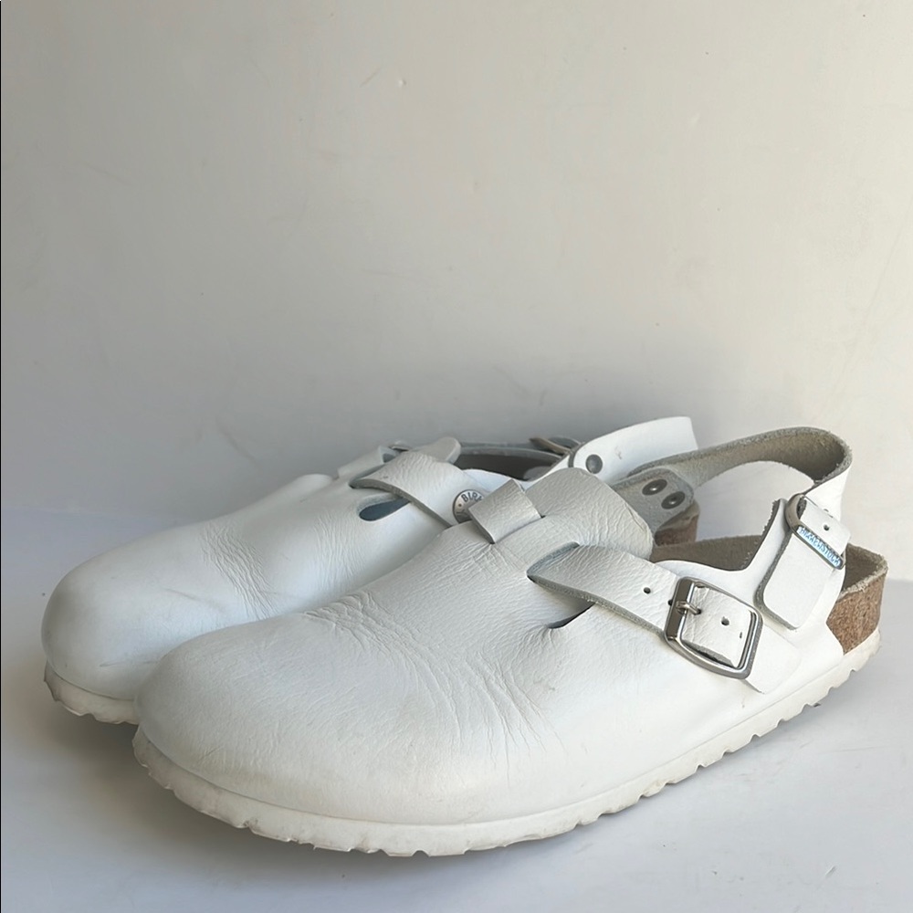 Birkenstock White Leather Mules